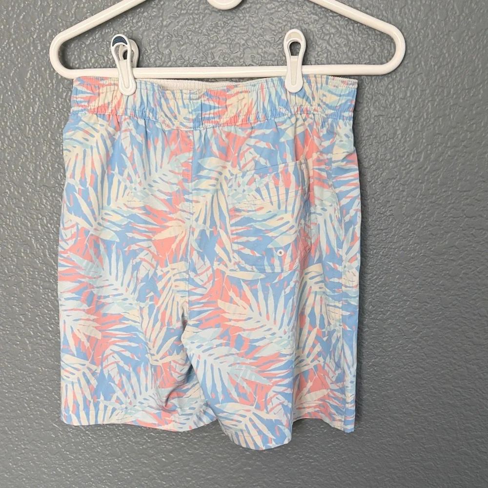 Abercrombie & Fitch Kids Palm Print Swim Trunks in Light Blue, Pink, Cream